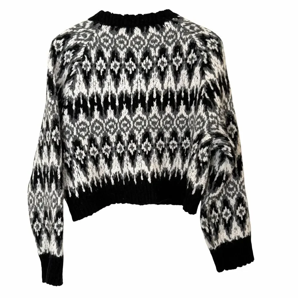 J. CREW Cropped Fair Isle Chunky Cardigan Sweater, New Without Tag, Size Medium